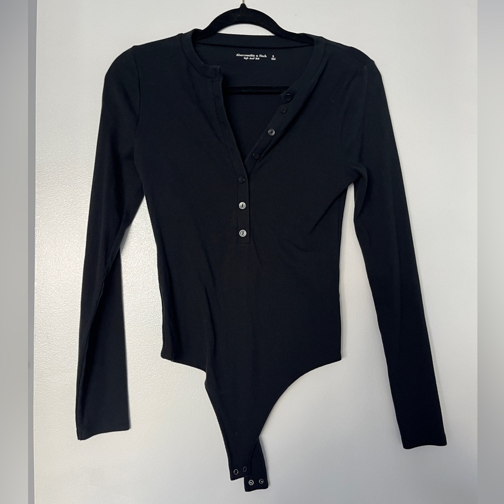 Abercrombie & Fitch Black Long Sleeve Bodysuit